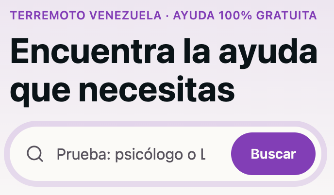 Buscador del inicio con el texto Encuentra la ayuda que necesitas